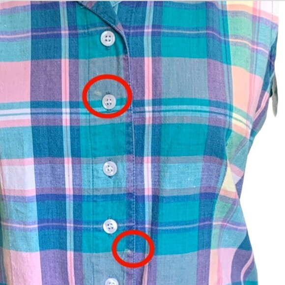 Erika Classics Button Up Collared Vest Top Sz M 100% Cotton Pastel Plaid 15P - Picture 4 of 6